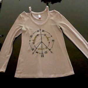 Baby pink long sleeve with open cut shoulder soft